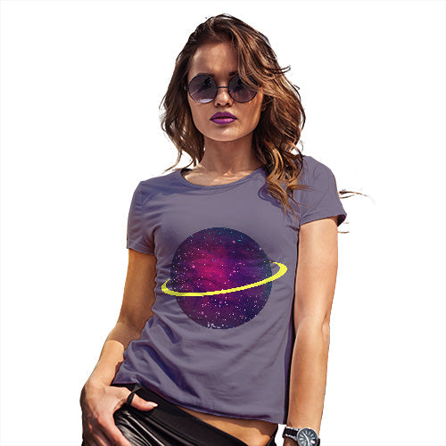 Womens Funny Tshirts Space Planet Women's T-Shirt Small Plum