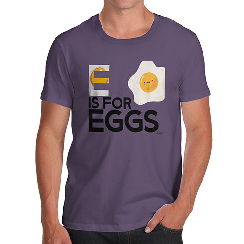 Mens Humor Novelty Graphic Sarcasm Funny T Shirt E Is For Eggs Men's T-Shirt Large Plum