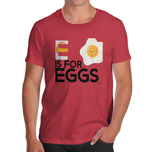Novelty Tshirts Men Funny E Is For Eggs Men's T-Shirt X-Large Red