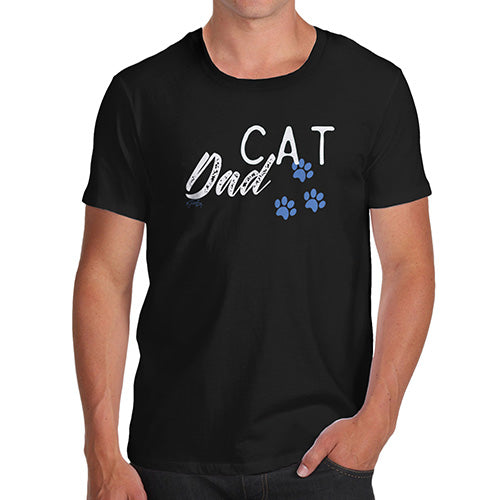 Novelty T Shirt Christmas Cat Dad Paws Men's T-Shirt Large Black