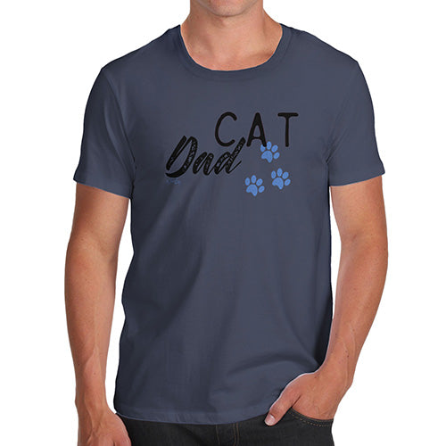 Novelty Tshirts Men Cat Dad Paws Men's T-Shirt Large Navy