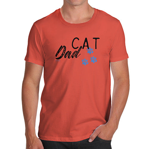 Novelty Gifts For Men Cat Dad Paws Men's T-Shirt Medium Orange