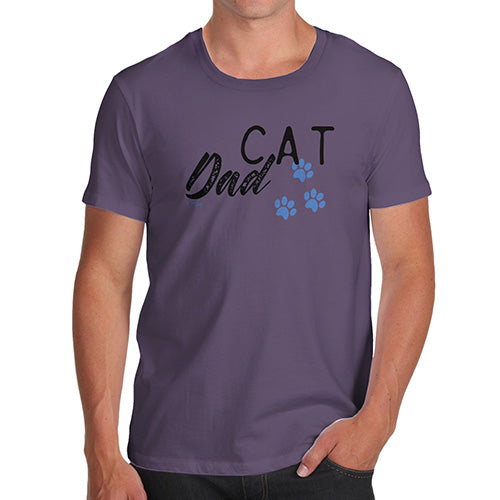 Novelty Gifts For Men Cat Dad Paws Men's T-Shirt X-Large Plum