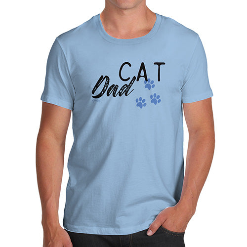 Funny T-Shirts For Guys Cat Dad Paws Men's T-Shirt X-Large Sky Blue