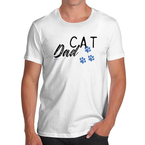 Funny Sarcasm T Shirt Cat Dad Paws Men's T-Shirt Small White