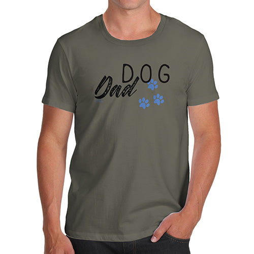 Funny Tshirts Dog Dad Paws Men's T-Shirt Small Khaki