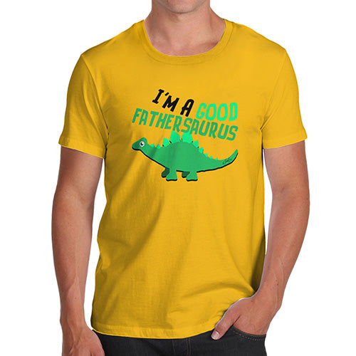Funny Sarcasm T Shirt Good Fathersaurus Men's T-Shirt X-Large Yellow