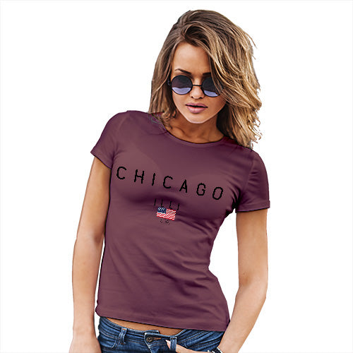 Womens Humor Novelty Graphic Funny T Shirt Chicago Illi Women's T-Shirt Medium Burgundy