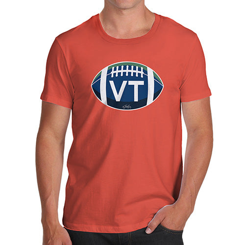 Mens Humor Novelty Graphic Sarcasm Funny T Shirt VT Vermont State Football Men's T-Shirt Medium Orange