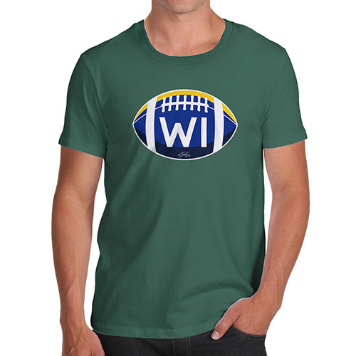 Funny Mens Tshirts WI Wisconsin State Football Men's T-Shirt Small Bottle Green