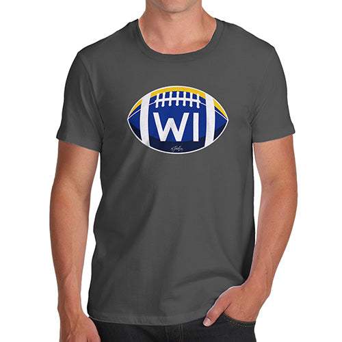 Funny Tshirts For Men WI Wisconsin State Football Men's T-Shirt X-Large Dark Grey