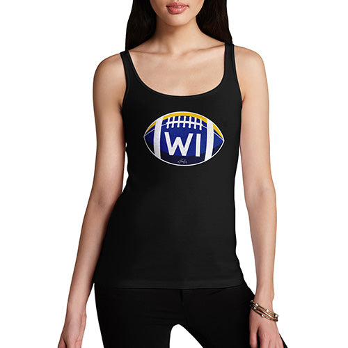Womens Novelty Tank Top Christmas WI Wisconsin State Football Women's Tank Top X-Large Black