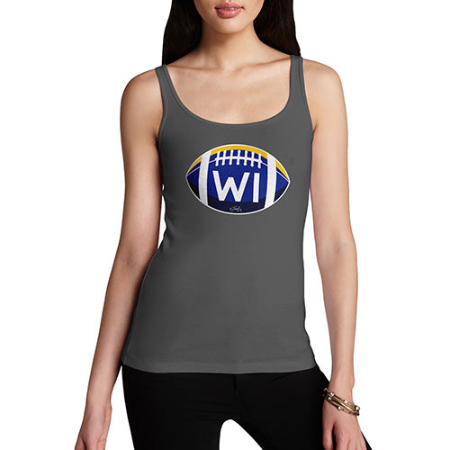 Womens Funny Tank Top WI Wisconsin State Football Women's Tank Top Small Dark Grey
