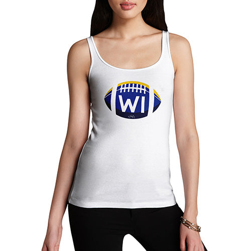 Funny Tank Tops For Women WI Wisconsin State Football Women's Tank Top Small White