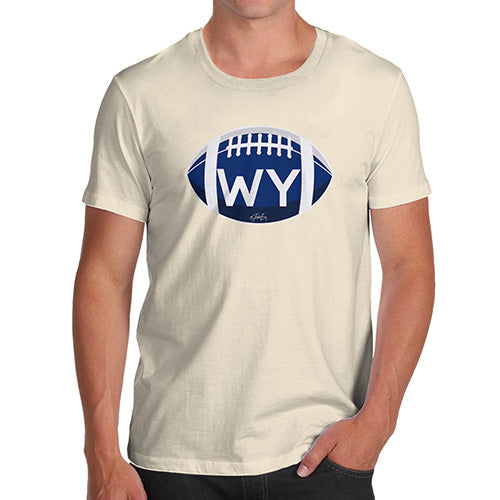 Funny Tshirts For Men WY Wyoming State Football Men's T-Shirt Medium Natural