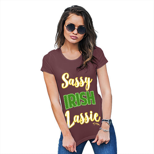 Womens T-Shirt Funny Geek Nerd Hilarious Joke Sassy Irish Lassie Women's T-Shirt Large Burgundy