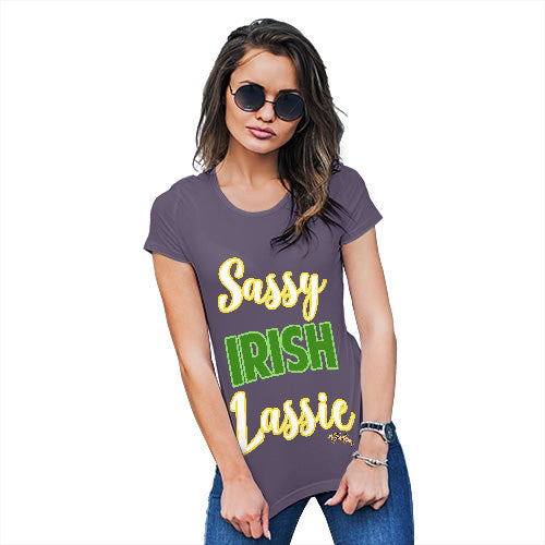 Womens T-Shirt Funny Geek Nerd Hilarious Joke Sassy Irish Lassie Women's T-Shirt Large Plum