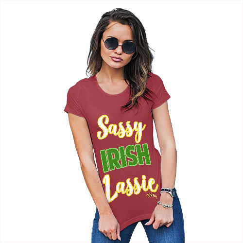 Funny Tee Shirts For Women Sassy Irish Lassie Women's T-Shirt X-Large Red