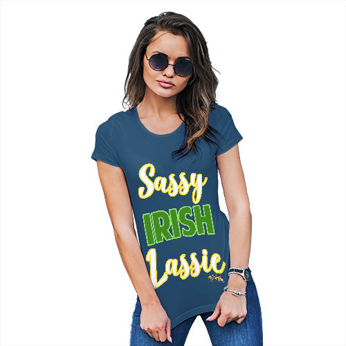Womens Funny T Shirts Sassy Irish Lassie Women's T-Shirt Large Royal Blue