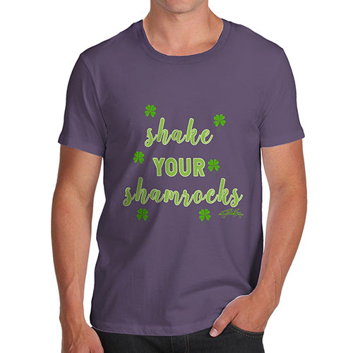 Novelty T Shirts For Dad Shake Your Shamrocks Green Men's T-Shirt Large Plum