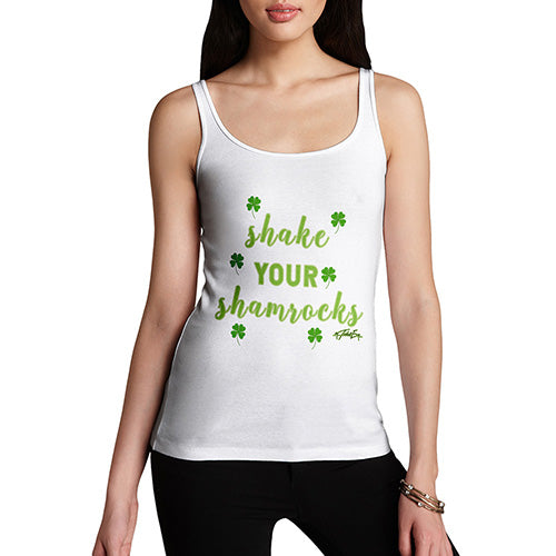 Funny Tank Top For Women Shake Your Shamrocks Green Women's Tank Top Small White