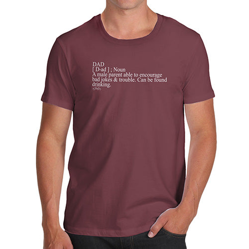 Funny T-Shirts For Men Dad Noun Definition Men's T-Shirt Medium Burgundy