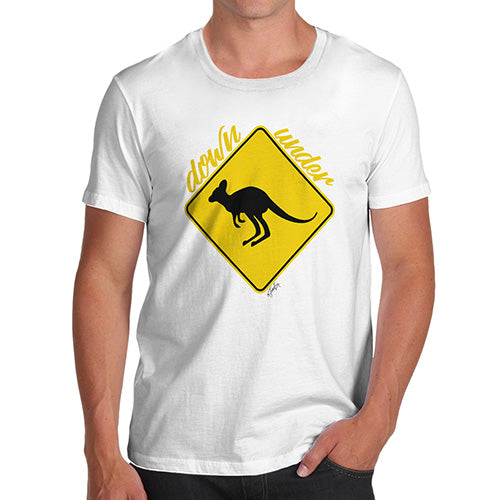 Funny Tshirts Kangaroo Down Under Men's T-Shirt Small White