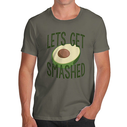 Funny Sarcasm T Shirt Let's Get Smashed Avocado Men's T-Shirt Small Khaki