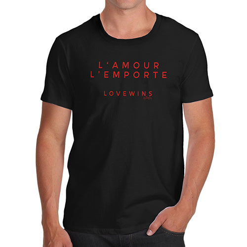 Funny T-Shirts For Men Sarcasm L'Amour Love Wins Men's T-Shirt Large Black