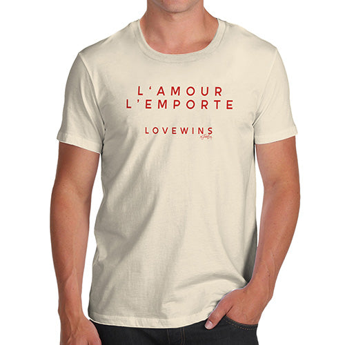 T-Shirt Funny Geek Nerd Hilarious Joke L'Amour Love Wins Men's T-Shirt Large Natural