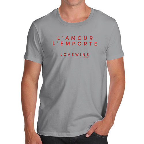 Novelty Tshirts Men L'Amour Love Wins Men's T-Shirt Small Light Grey