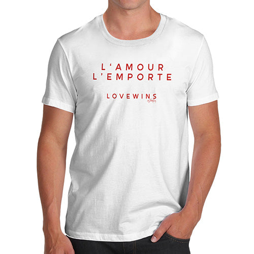 Funny Shirts For Men L'Amour Love Wins Men's T-Shirt X-Large White