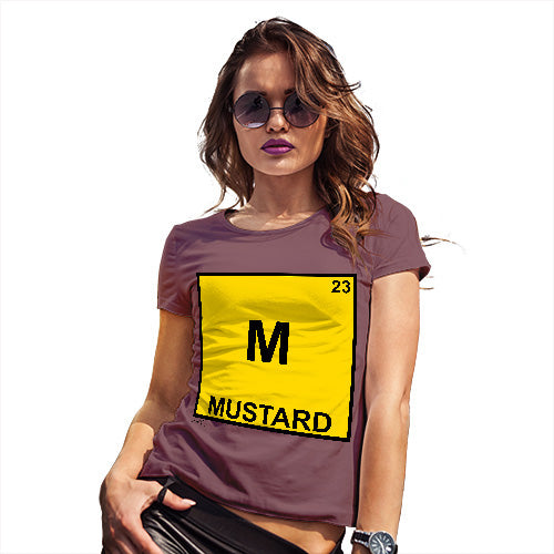 Funny T-Shirts For Women Mustard Element Women's T-Shirt Large Burgundy