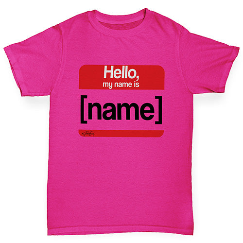 Novelty Tees For Girls Personalised My Name Is Girl's T-Shirt Age 5-6 Pink
