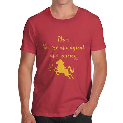 Funny Sarcasm T Shirt Magical Unicorn Mum Men's T-Shirt Medium Red