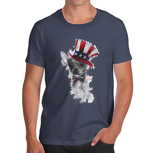 Funny Tshirts For Men Uncle Sam Chihuahua Men's T-Shirt Small Navy