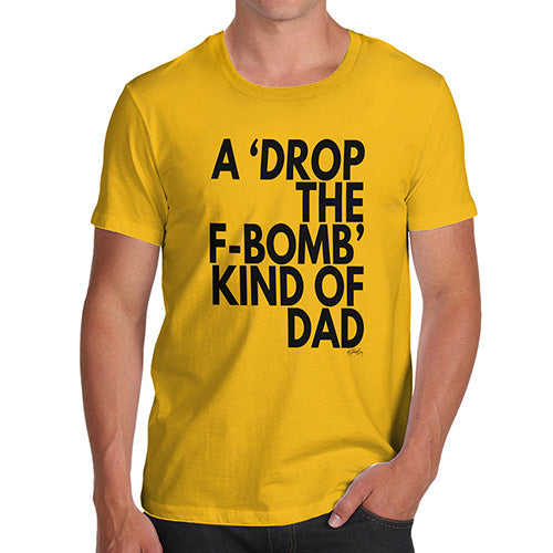 Novelty T Shirt Christmas Drop The F-Bomb Dad Men's T-Shirt Large Yellow
