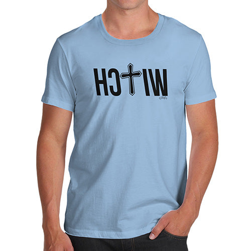 Novelty T Shirts For Dad Witch Cross Men's T-Shirt Medium Sky Blue