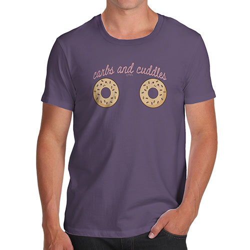 Funny Tee For Men Carbs And Cuddles Men's T-Shirt X-Large Plum