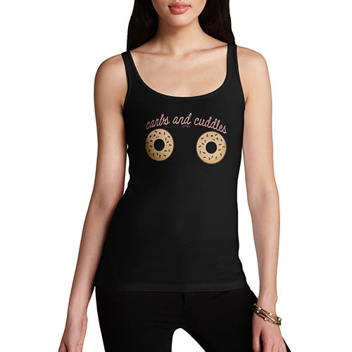 Womens Humor Novelty Graphic Funny Tank Top Carbs And Cuddles Women's Tank Top Medium Black