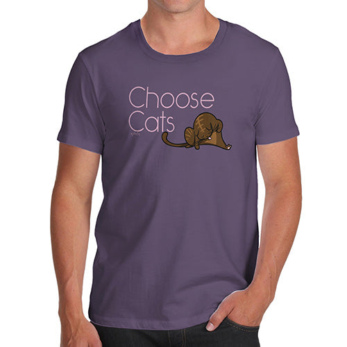 Funny Mens Tshirts Choose Cats Men's T-Shirt Small Plum