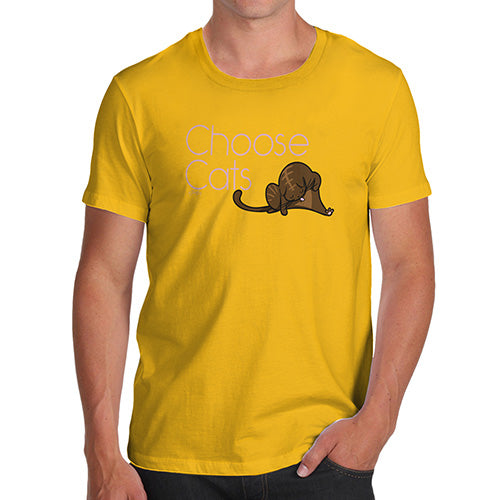 Funny T-Shirts For Men Sarcasm Choose Cats Men's T-Shirt Large Yellow