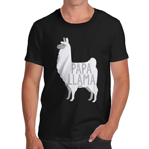 Funny Tshirts For Men Papa Llama Men's T-Shirt Medium Black