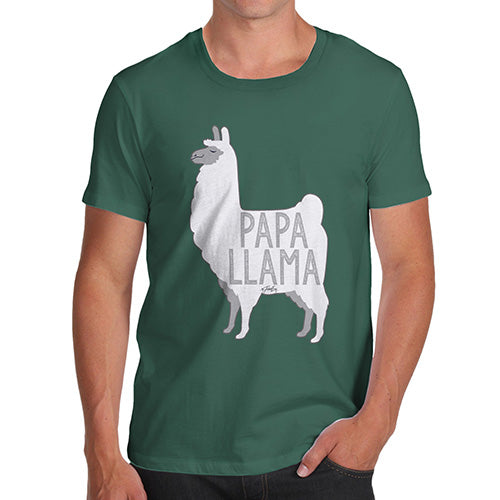 Funny Mens T Shirts Papa Llama Men's T-Shirt Large Bottle Green