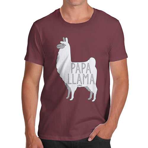 Mens Funny Sarcasm T Shirt Papa Llama Men's T-Shirt Small Burgundy
