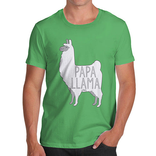 Funny Tee For Men Papa Llama Men's T-Shirt X-Large Green
