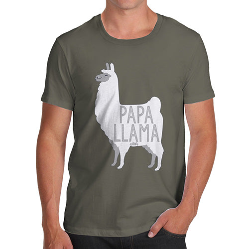 Funny T-Shirts For Men Sarcasm Papa Llama Men's T-Shirt X-Large Khaki