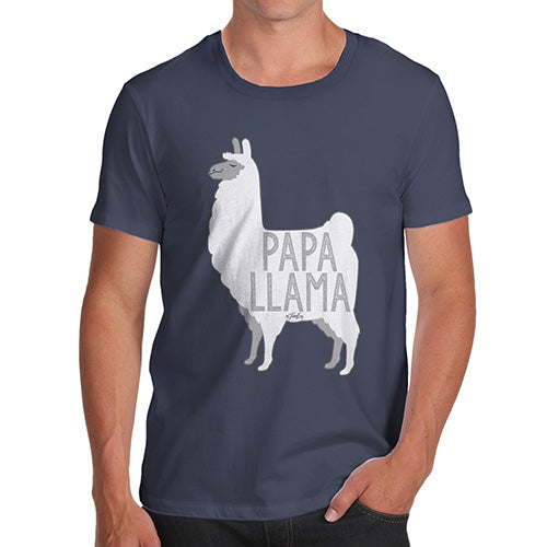 Funny T-Shirts For Men Sarcasm Papa Llama Men's T-Shirt Medium Navy