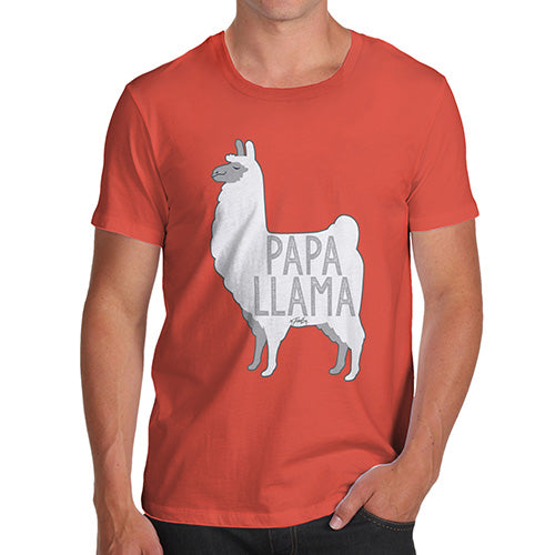 Mens Novelty T Shirt Christmas Papa Llama Men's T-Shirt Small Orange
