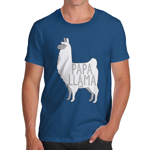 Novelty Tshirts Men Funny Papa Llama Men's T-Shirt Large Royal Blue